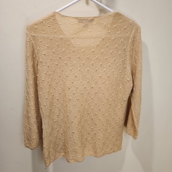 Petite Sophisticate Beige Knit V-Neck Sweater Size M - Picture 10 of 11